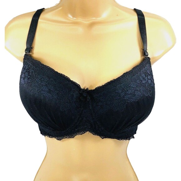 Rene Rofe Bra Black Lace Convertible Demi 38 D Underwire Pushup Padded Sexy - Picture 1 of 15